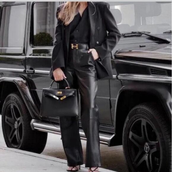 Pants - VTG Moda Spiegel Black Leather Pants Size 10